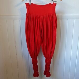 Vintage 80s Norma Kamali Red Harem Bloomer Pants Pleated‎ Balloon Retro Rare S